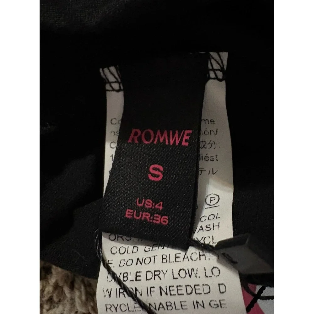 Romwe Affliction Casual Long Sleeve Small Feather Wing Stretchy Women Black - Picture 6 of 7